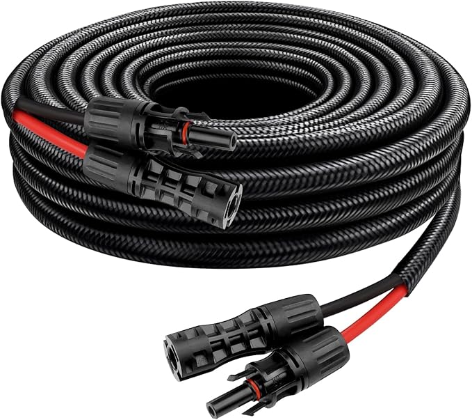 XRDS -RF Solar Cable 10FT 8AWG Solar Extension Cable with Male &amp Female Solar Connectors Flame-Retardant Protective Sleeving Solar Panel Cable Weatherproof PV Wire for Solar Panel Connection