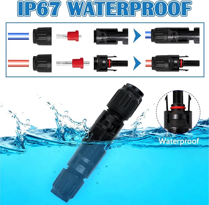 100PCS Solar Panel Connector IP67 1000V 30A Waterproof Connector Male Female with 2 Spanners 50 Pairs Multi-Contact Solar Connectors
