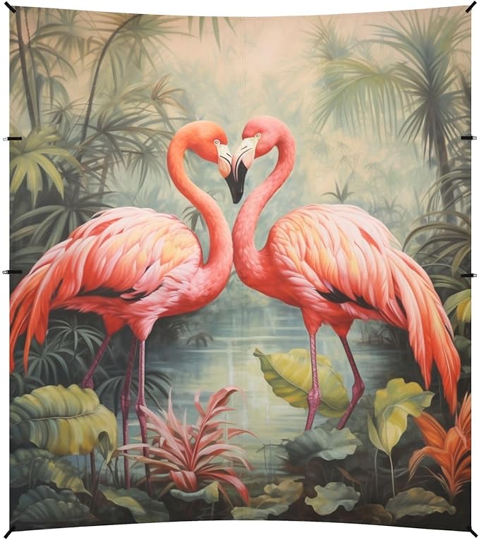 ALAZA Two Flamingo Jungle Palm Beach Tent Sun Shelter Portable Canopy Sunshade for Outdoor Camping Picnics Backyard Fun 10x9 ft