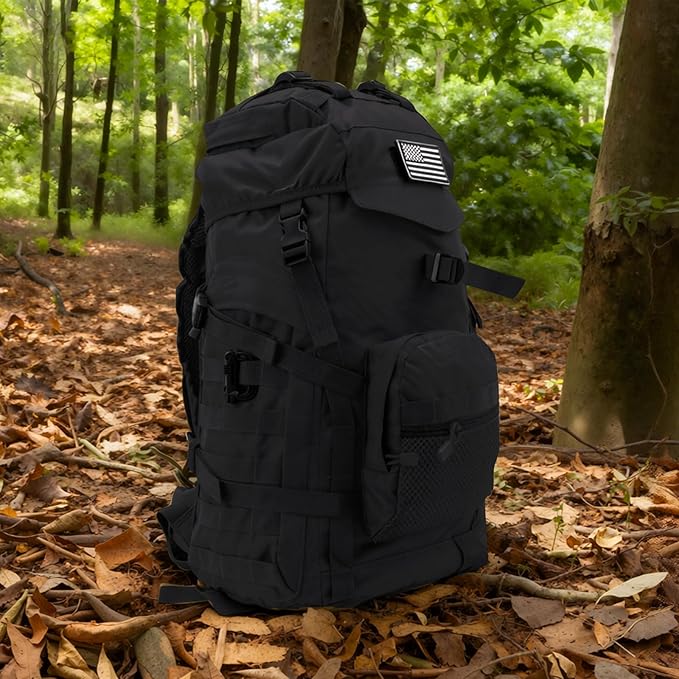 50L Tactical Backpack for Men and Women Water-Resistant Molle Rucksack Large Military Assault Pack for Hiking Hunting Camping Gym &amp Outdoor Survival Black