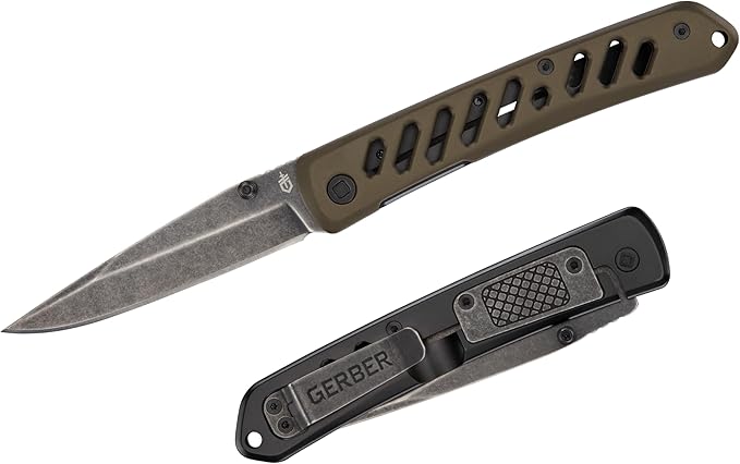 Gerber Gear Affirm - EDC Pocket Clip Folding Knife w/Dual Thumb Studs &amp Frame Lock - Premium Outdoor Survival Gear &amp Camping Tools - Green