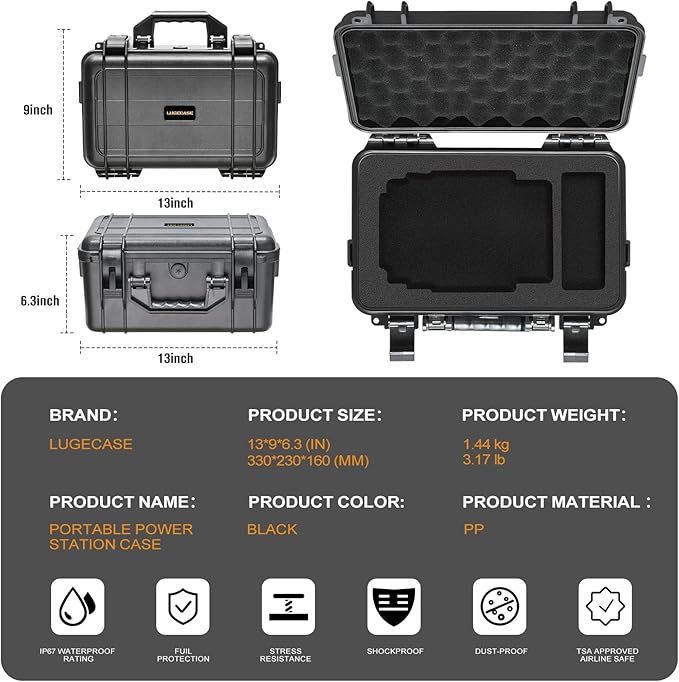 Hard Case for Anker Solix C300 DC - Portable Solar Generator Hard Shell Case: Waterproof Travel Carrying Storage Box for Anker Power Bank Solix C300 DC Power Bank Station - for Campers &amp Adventure