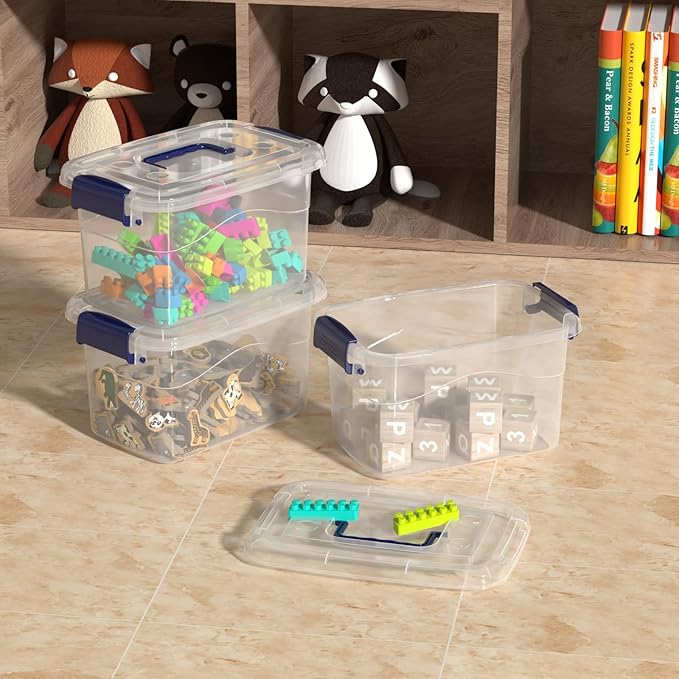 6-Pack 5 Quart Plastic Storage Box with Handle Clear Storage Bin