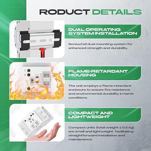 Mini Automatic Transfer Switch 2P 63A 110VATS Automatic/Manual DIN Rail Mount Dual Power Transfer Switch for Home Generator RVPublic/Backup Power Supply