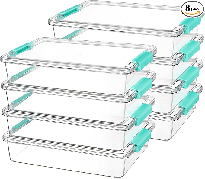 Vtopmart 6 Qt Plastic Storage Bins with Lids Clear Sensory Bins Arts Crafts Organizers and Storage Stackable Containers for Home Office and School Supplies 8 Pack