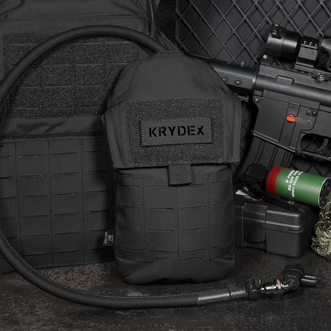 KRYDEX Tactical Molle Hydration Pouch with1.5L Inner Bladder - Low Profile Water Reservoir Bag for Molle Vest Backpack for Cycling Hiking Climbing Hunting