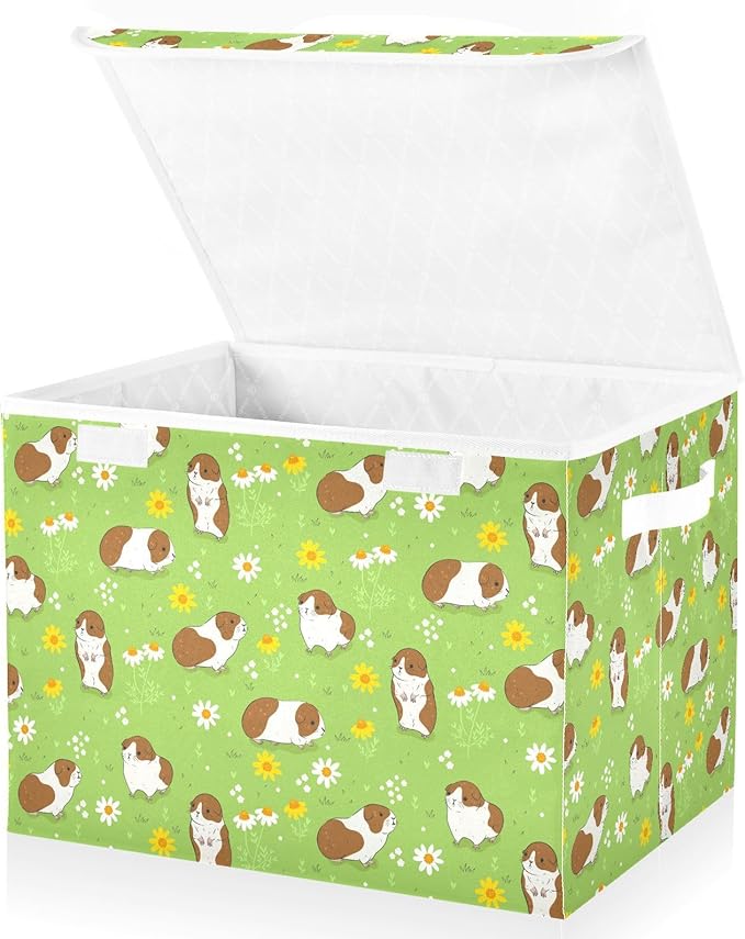 Storage Box Guinea Pigs Closet Storage Bins with Lids Foldable Oxford Fabric Storage Box for Home Bedroom Closet Office (16.5x12.6x11.8 in)