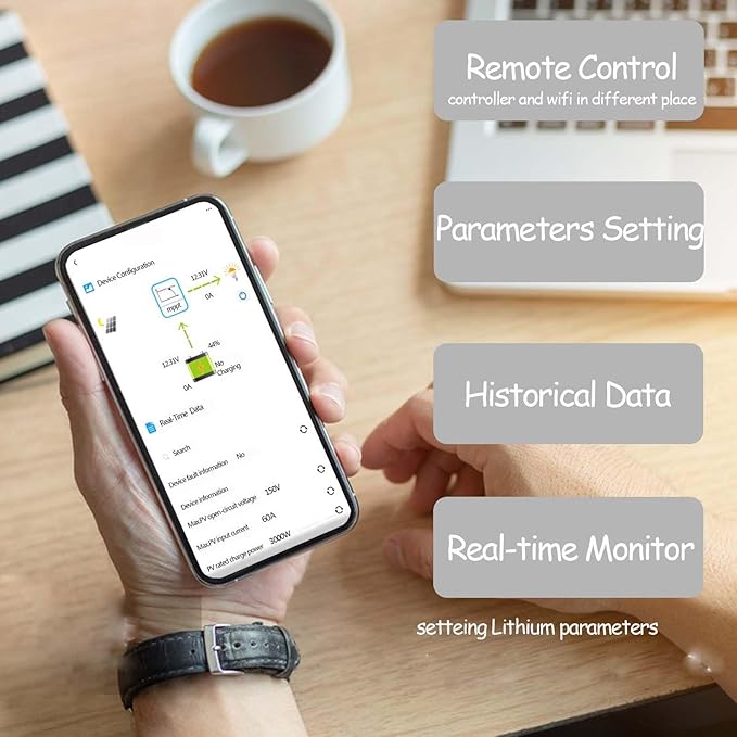 EPEVER WiFi Module 2.4g Remote Control with Real Time Data for Tracer an Plug and Play RJ45 Rs485 Communication (WiFi 2.4G RJ45 D)