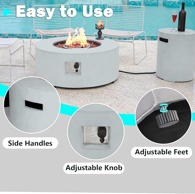 36 inch Propane Fire Pit Table 2 Pieces Round Fire Pit Table 50000 BTU Outdoor Gas Firepit with Tank CoverLidLava Rocks for Outside PatioGardenDeckBackyard and Pool