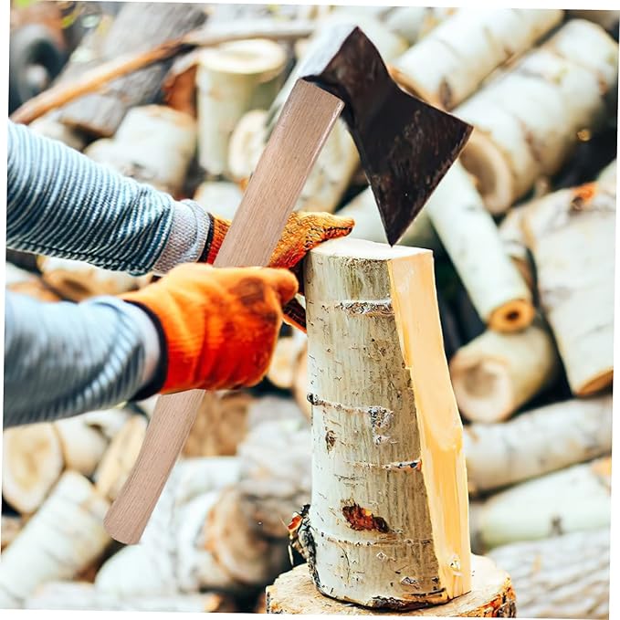 Happyyami Wooden Hatchet Handle Replacement Set with Wedges Sturdy Wood Handle for Woodworking Outdoor Chopping and Camping