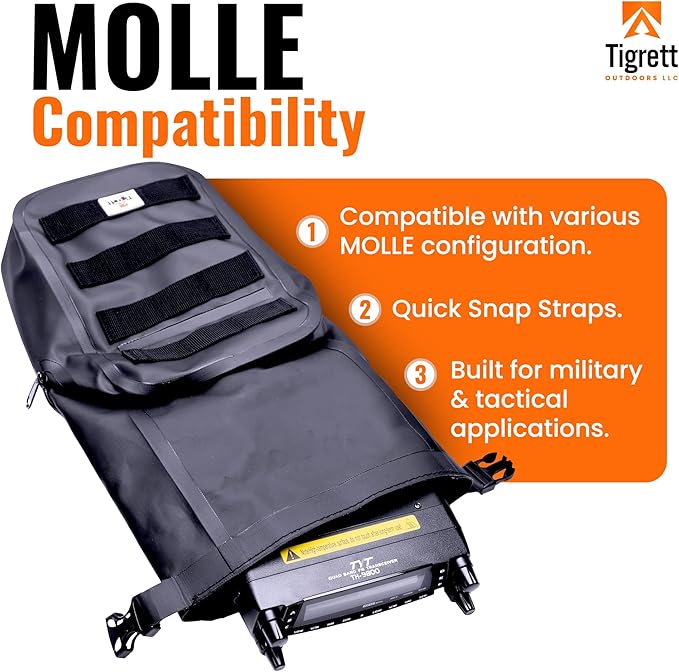 Dry Shield MOLLE Faraday Bag (9.5 x 6 x 2.5) Signal Blocking Waterproof &amp Submersible Tactical Bag with RF Shielding for Electronic Security