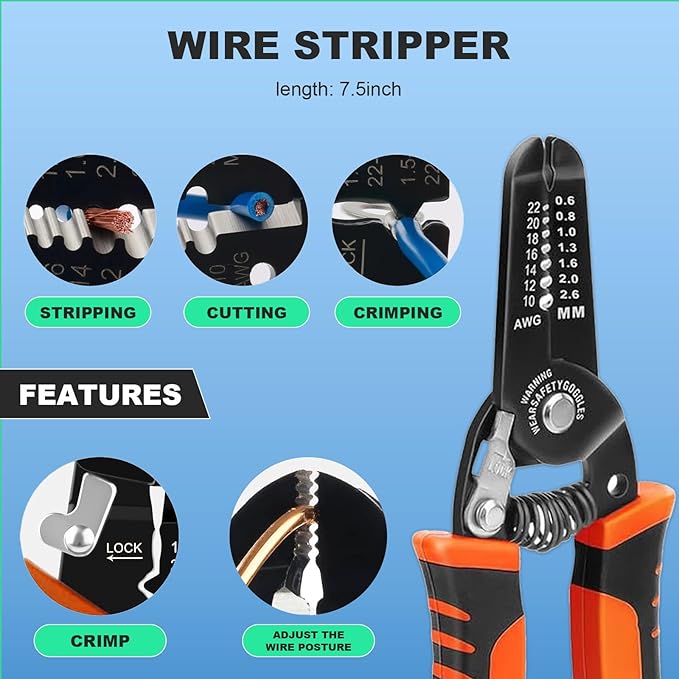 35PCS Solar Crimper Tool Kit Solar Panel Cable MC4 Connectors 14-10AWG 30 Pairs Male/Female Solar Connectors 1PCS Solar Crimper 1PCS Stripper 2 PCS Spanner Wrench