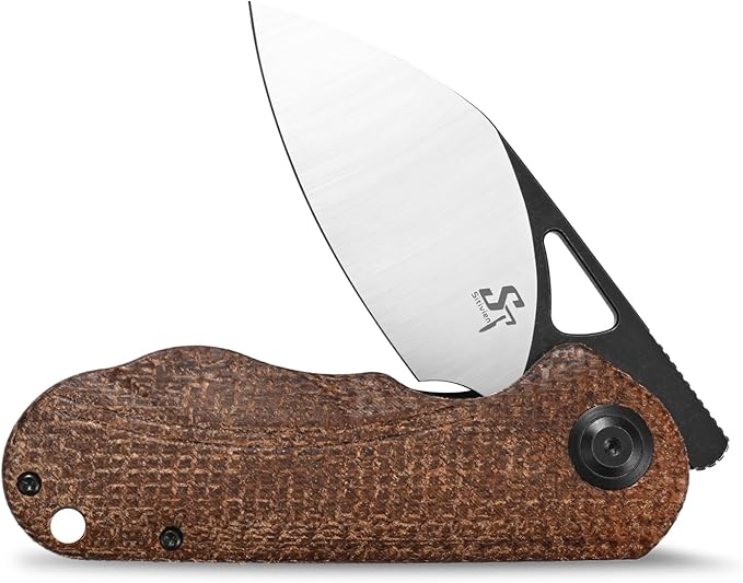 Sitivien ST156 Pocket Folding Knife Sandvik 14C28N Steel Blade with Micarta HandleChinese Zodiac Series EDC Tool Knifes for Camping Hiking Survival Fishing(Brown)