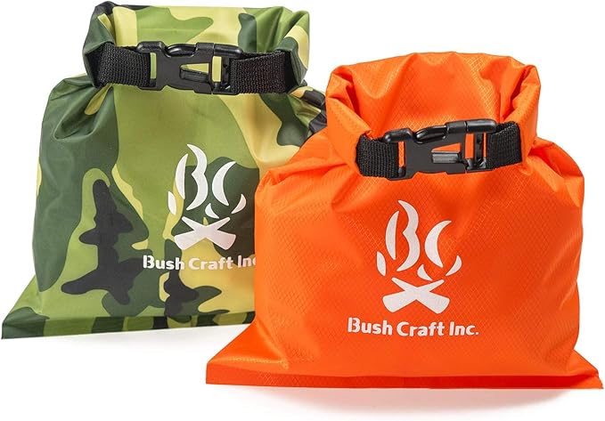 Bush Craft 28932 Dry Bag 2L Orange and Camo Set of 2