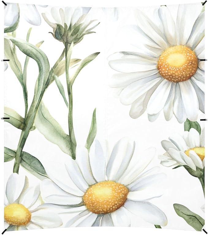 ALAZA Wildflowers White Daisies Flower Plant Flowers Beach Tent Sun Shelter Portable Canopy Sunshade for Outdoor Camping Picnics Backyard Fun 10x9 ft