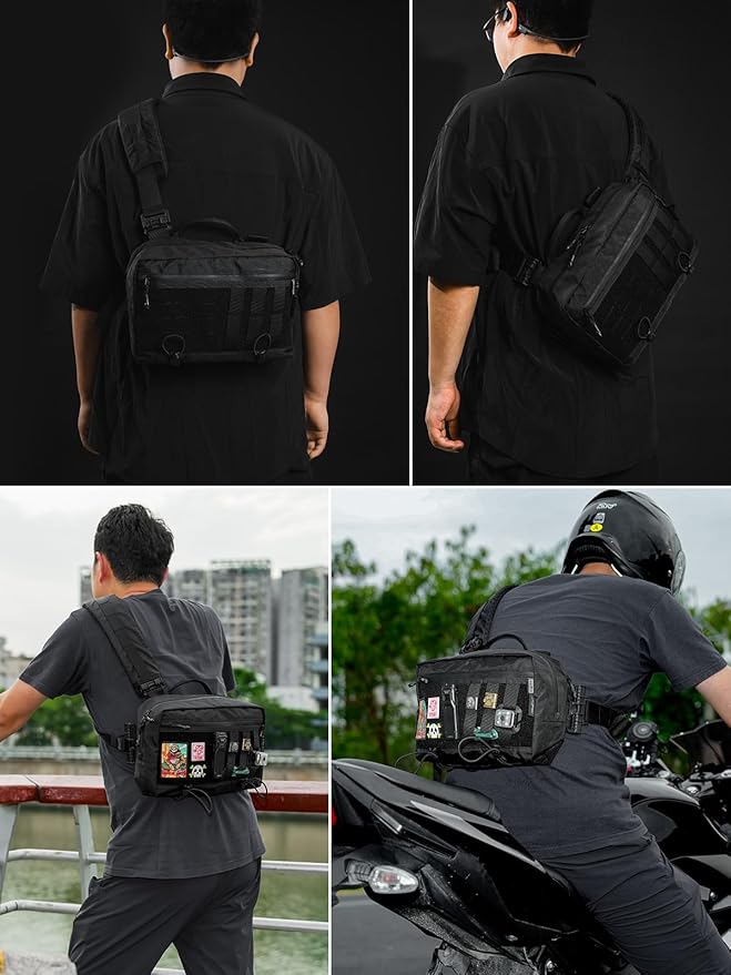 TACTICAL_GEEK L3 Pro EDC Crossbody Bag Chest Bag with Adjustable StrapDaily Carry Sling Pack Large Capacity Daypack Organizer for Camera Drones（X-PAC Black）