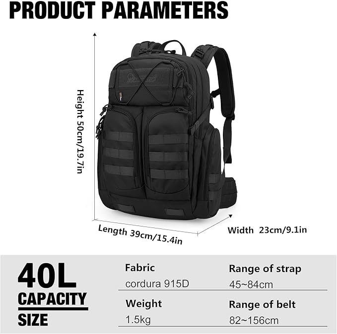 Mardingtop 40L Molle Tactical BackpackMilitary backpack for Men Cordura Backpack for HikingCampingHunting