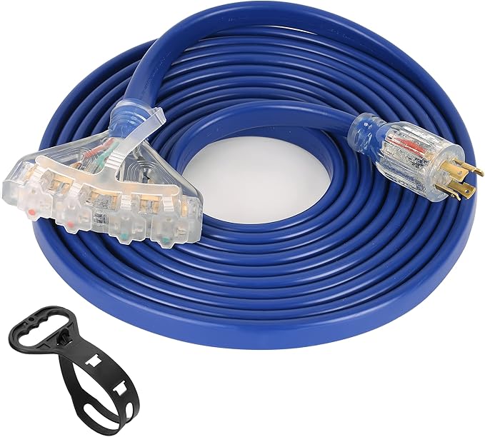 S7 25 Feet Heavy Duty Generator Adaptor Extension CordLocking CordNEMA L14-30P/Four 5-20R 4 Prong 10 Gauge Flexible Generator Cable