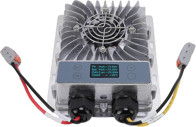 Boost Step Down MPPT Solar Charging Controller 1200W 24V-72V with Adjustable Output Voltage LCD Display &amp Cooling Fan for Lithium Battery RV Solar Energy Systems IP65