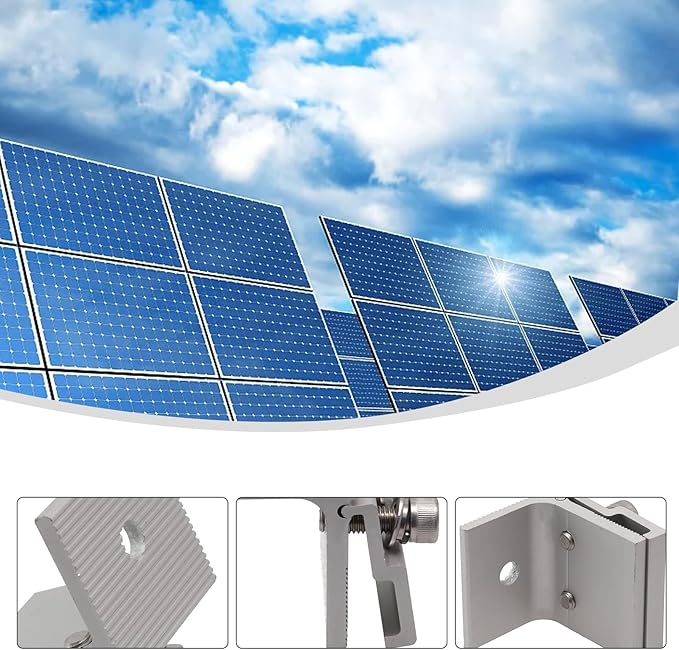 4Pcs Solar Panel Mounting Standing Seam Clamp Aluminum Roof Mount Bracket Pre-Assembled Standing Seam Roof Clamp For Solar Panel Mounting Bracket Hardware For Rooftop Photovoltaic Installation