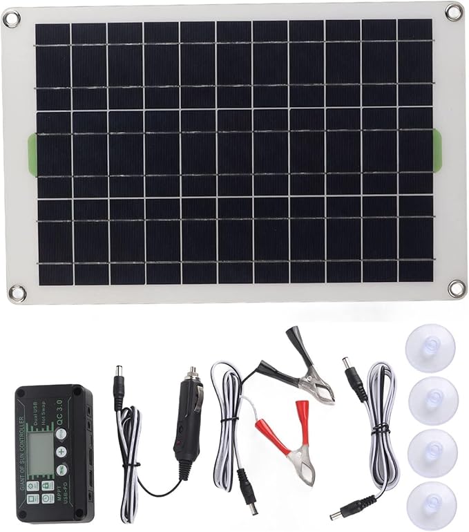 HERCHR 50W 30A Solar Battery Charger 12V 24V Solar Panel Charger Controller Solar Panel for Car Boat Marine RV Trailer Truck