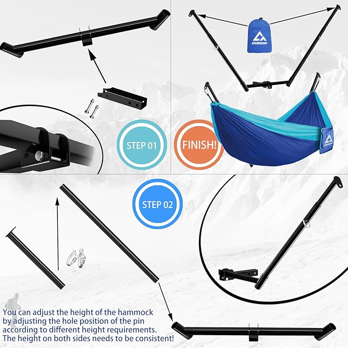 Hitch Mount Hammock Stand - Includes Parachute Nylon Hammock &amp Storage Bag - for 2'' Receiver Fits Class III &amp IV Heavy Duty Trucks for Camping Outdoor Travel (350lbs Weight Capacity)