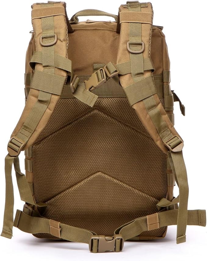 50L Sturdy Nylon Waterproof Fishing Hunting Backpack Outdoor Military Rucksacks Tactical Sports Camping Hiking (Khaki)