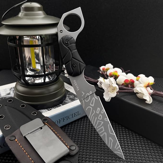 Fixed Blade Knife Full Tang 7Cr13Mov Blade G10 Handle Claw Knife for Outdoor Camping Survival Hiking EDC Tool with Sheath