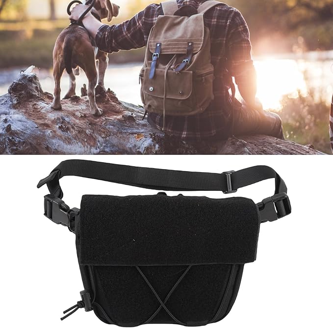 Hiking Fanny Pack Drop Pouch Oxford Cloth Sub Abdominal Carrying Kit Bag Utility Tool Pouch Fanny Pack for Chest Rig Vest (Black)