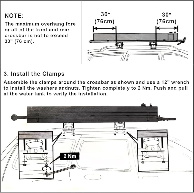 FQMYLTYN Pressurized Water Tank for Camping Shower Solar Heated Roof Rack Mount Road Shower with Water Pipe for Overlanding Surfing Off-Road Fishing Hunting(113x18x14.5cm)