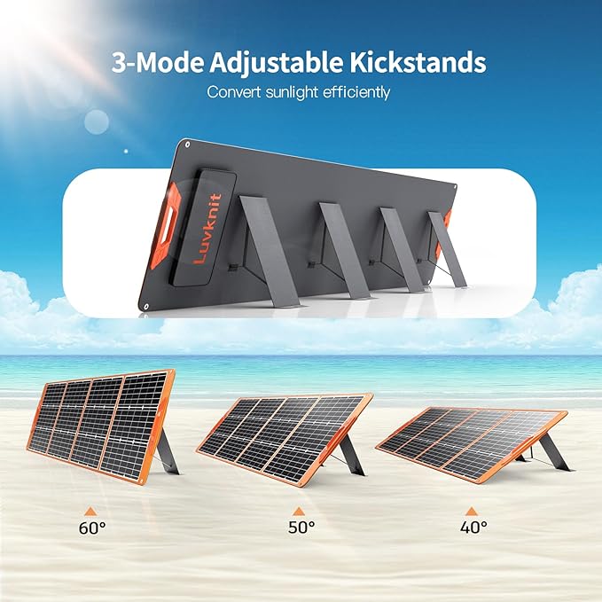 Upgraded 200W Portable Solar Panel for Power Station Generator 18V Foldable Waterproof IP65 Solar Cell Charger with Adjustable Kickstand and MC-4 Cable for Laptop Outdoor Camping Boat Lawn RV Trip