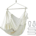 CHULIM Hanging Hammock Chair Swing MAX 500 lbs Outdoor Hanging Chair with Footrest Indoor Swing Chair with Portable Steel Spreader Bar and Hardware Kit for Bedroom Living Room Patio Porch - White