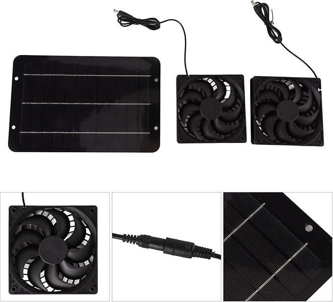 Solar Powered Fan Kit 10W 12V Solar Attic Fan for Chicken Coop Greenhouse Dog House Shed Exhaust Cooling Ventilation