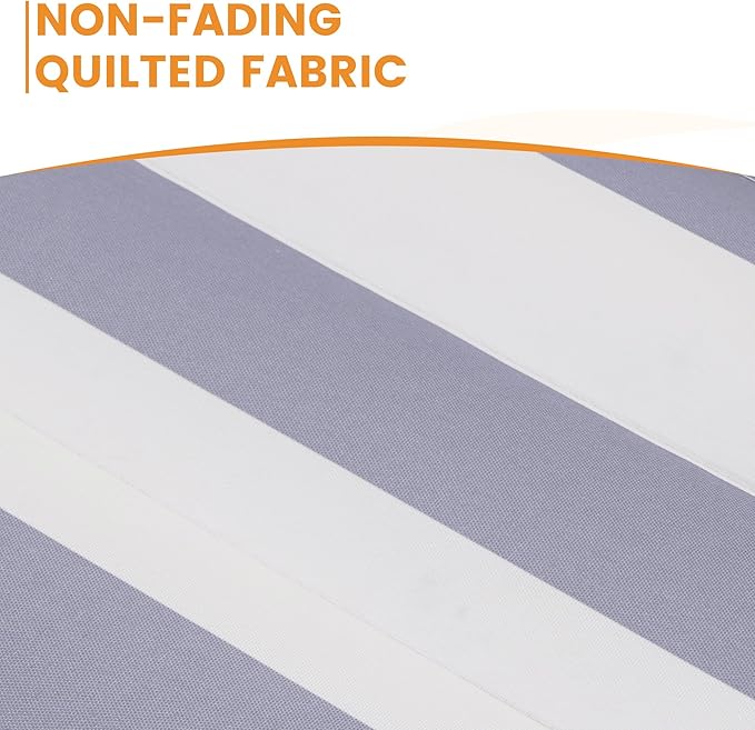 Lazy Daze Hammocks 12FT Quilted Fabric Double Hammock with Spreader Bars and Detachable Pillow 2 Person 450 lbs Capacity Gray White