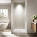 33.6-33.8 x 72 Frameless Hinged Shower Door Single Swing Shower Panel with 5/16” (8mm) Tempered Glass 180° in &amp Out Opening 5mm Adjustable for Non-Vertical Walls (Brushed Nickel 33.8 x 72)