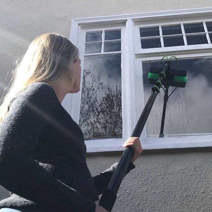 20 Feet Long Reach Solar Panel Cleaning Brush with Inline Water Filter Telescopic Extendable for Roof Mounted Solar Panel and Window Cleaning: Water Fed Pole Cleaning Kit