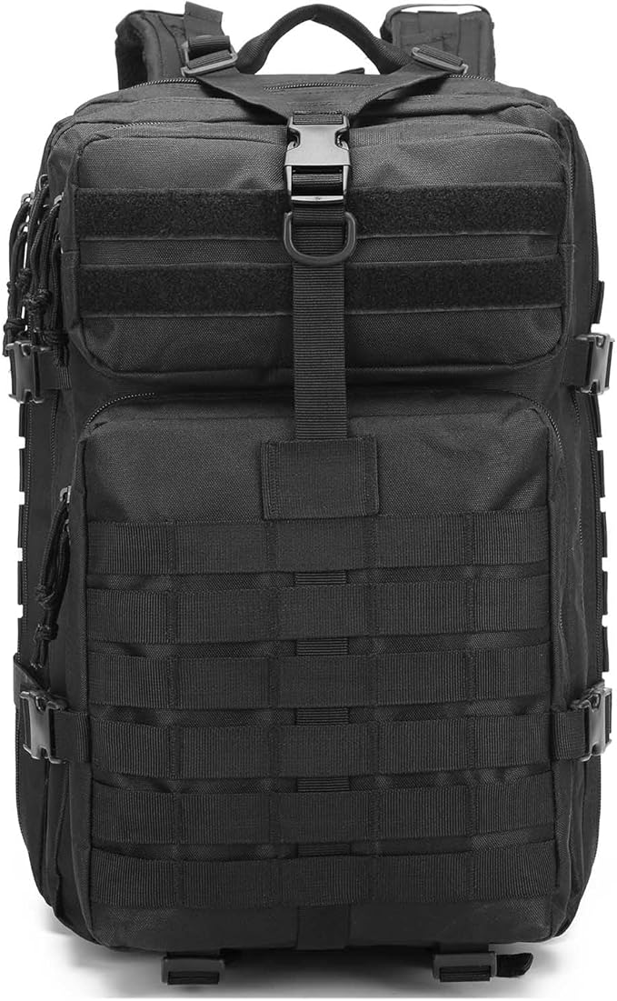 Military Tactical Backpack Men 3 Day Assault Pack 42L Large Capacity Trekking Daypack Rucksack Bag (Black)
