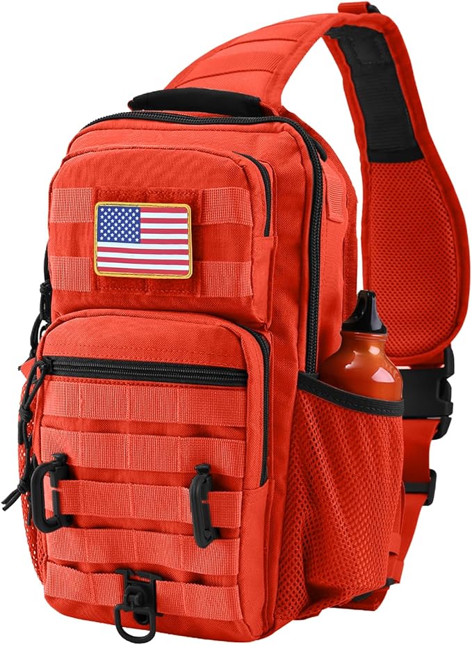 Tactical Shoulder Sling Bag Small Chest Pack 13L Backpack for Men Outdoor Sports (Orange 13L)