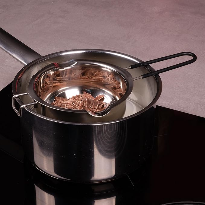 Lurch Stainless steel melting pot ideal for melting chocolate butter cheese and more precise spout with heat-resistant silicone handle dishwasher safe