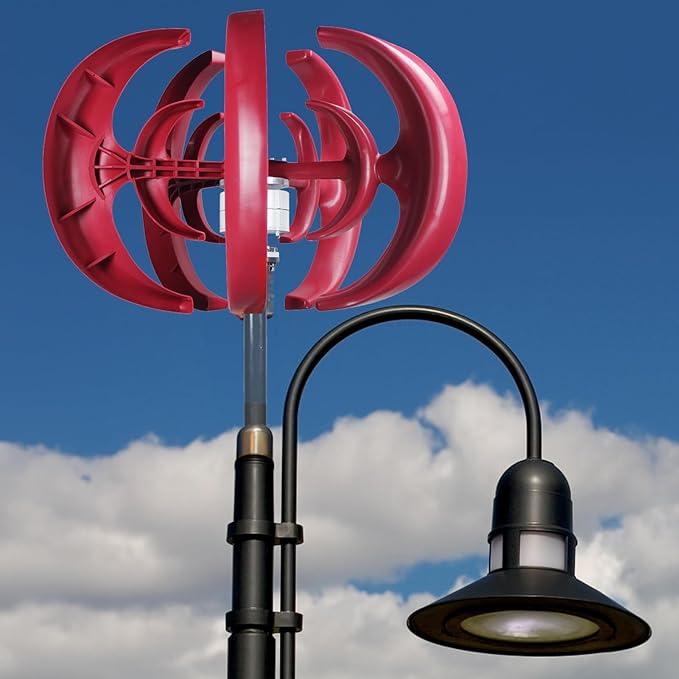4500W Wind Turbines Generator12V 5-Blade Vertical Axis Wind Turbines Generator KitElectricity Producer Equipment Redfor Home Hybrids Streetlight Use Fast Delivery from USA Red