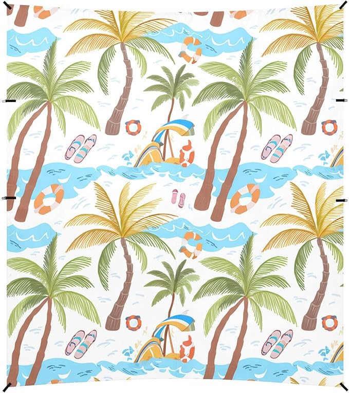 Beach Canopy with Windproof Ropes &amp Sandbags Beach Tent Sun Shade Sun Shelter for Camping Trips Fishing Backyard Fun or Picnics Palm Tree