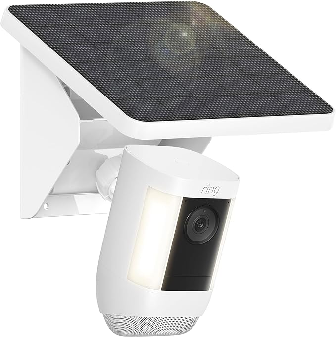UOGW 4W Solar Panel Charging Mount for Ring Outdoor Cam PlusStick Up CamSpotlight Cam Pro/PlusIP67 Weatherproof Long Cable with USB-C to Ring Barrel Plug Adapter(Camera Not Included)