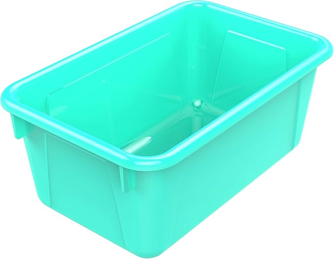 Storex Small Cubby Bins – Plastic Storage Containers for Classroom 12.2 x 7.8 x 5.1 inches Class Teal 5-Pack (62420A05C)