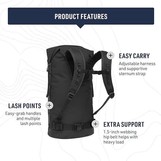 Sea to Summit Big River Dry Backpack with Adjustable Harness 50 Liter Jet Black