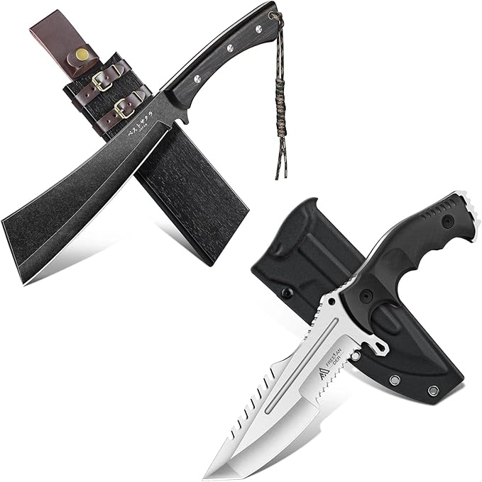 Freelander Japanese Machete for Cutting Trees and Fixed Blade Knife D2 Steel