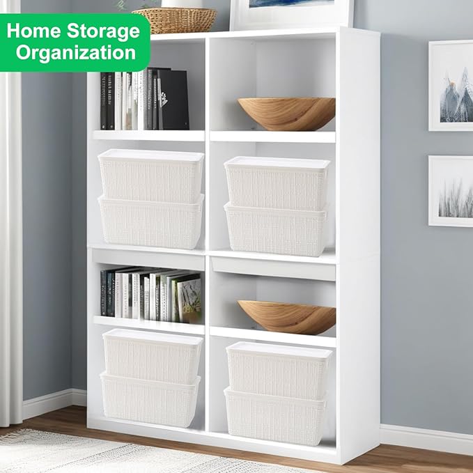 6 Pack Plastic Storage Baskets With LidsWhite Breathable Stackable Storage BinsSmall Storage Containersfor Organizing Storage Baskets on DesktopsClosetsPlayroomsClassroomsOffices