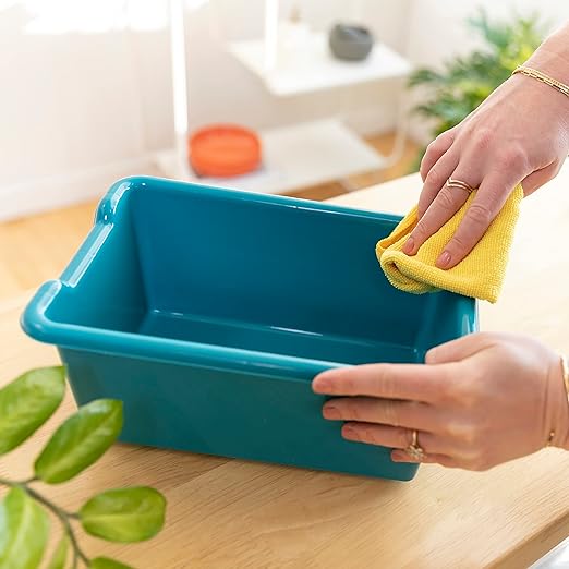 ECR4Kids Scoop Front Storage Bins Multipurpose Organization Turquoise 10-Piece
