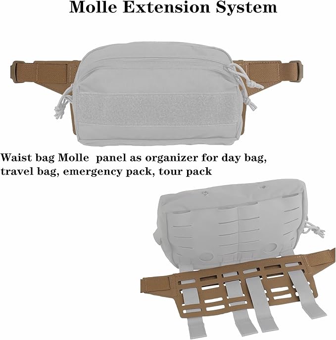 Tactical Fanny Pack Adapter Panel (Slap 4) Waist Belt Extension Platform Lightweight Design MOLLE Mounting for Molle Pouches Mag