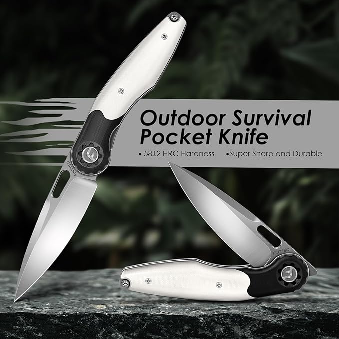 FINTISO Pocket Knife 3.5 Folding Knife Premium 14C28N Blade Bicolour G10 Handle Design with Pocket Clip for Men Women Small EDC Knife for Camping Hunting Hiking Survival and Outdoor Activities