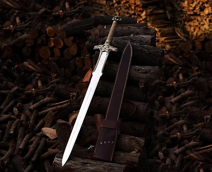 Conan The Barbarian Sword42 '' Handmade Atlantean Swords 1095 Carbon Steel Brass Fittings Full Tang Cow Hide Leather Sheath Viking sw0rd of King 7.5 lbs Gifts for Men (Conan Atlantean Sword)
